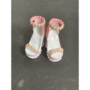 Rainbow High Fashion Doll High Heel Platform Shoes Pink & White With Pearl Detai